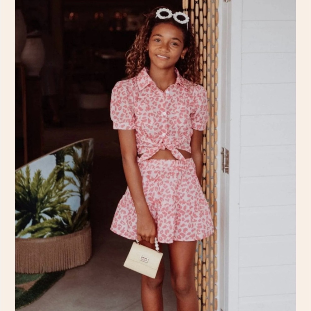 Lola and the Boys Pink Leopard Print Two-Piece Set